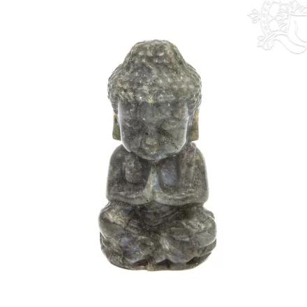 Labradorit kő imádkozó Buddha szobor - 9–10 cm