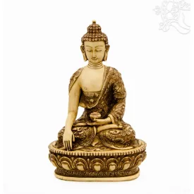 Buddha Shakyamuni csont színű rezin szobor - 28 cm