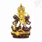 Zöld Tara, félig aranyozott szobor - 22 cm