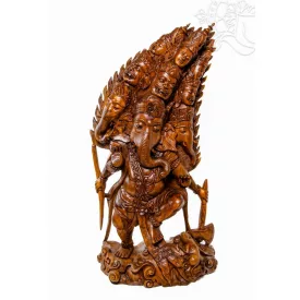   Haragvó, védelmező Ganesha különleges, kézzel faragott fa szobor – 120 cm