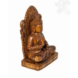   Tanító Buddha fa faragott szobor, prémium minőség - 30 cm