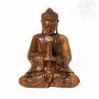 Imádkozó Buddha fa faragott szobor - 27 cm