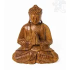 Imádkozó Buddha fa faragott szobor - 33 cm
