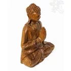 Imádkozó Buddha fa faragott szobor - 33 cm
