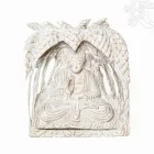 Tanító Buddha a fa ölelésében, különleges kézzel faragott szobor – 40 cm