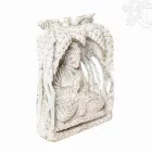 Tanító Buddha a fa ölelésében, különleges kézzel faragott szobor – 40 cm