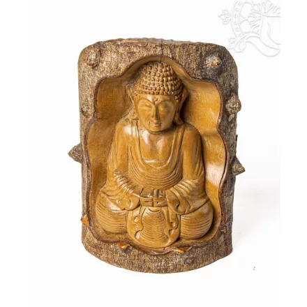 Krokodilfából faragott Amitabha Buddha szobor – 20 cm