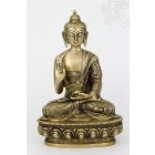 Áldó Buddha réz szobor, matt sárga - 21 cm