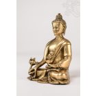 Gyógyító Buddha réz szobor, alj nélkül, matt sárga - 16 cm