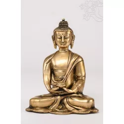   Amitabha Buddha réz szobor, alj nélkül, matt sárga -16 cm