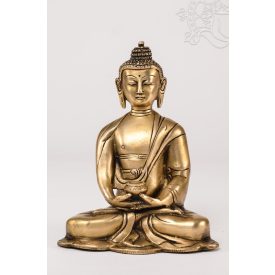   Amitabha Buddha réz szobor, alj nélkül, matt sárga -16 cm