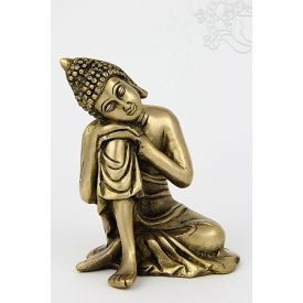 Gondolkodó Buddha szobor réz, matt sárga - 25 cm