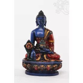 Gyógyító Buddha kézzel festett rezin szobor- 11 cm