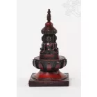 Sztupa Budhákkal vörös színű rezin szobor - 15 cm