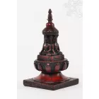 Sztupa Budhákkal vörös színű rezin szobor - 15 cm