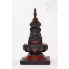Sztupa Budhákkal vörös színű rezin szobor - 15 cm