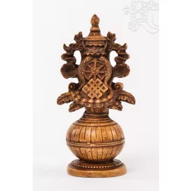 Tibeti 8 szerencsejel csont színű rezin szobor - 17 cm