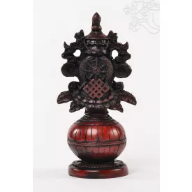 Tibeti 8 szerencsejel vörös színű rezin szobor - 17 cm