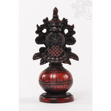 Tibeti 8 szerencsejel vörös színű rezin szobor - 17 cm