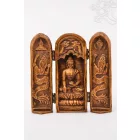 Buddha nyitható oltár csont színű rezin szobor - 20 cm