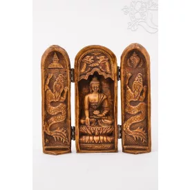 Buddha nyitható oltár csont színű rezin szobor - 20 cm