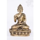 Áldó Buddha réz szobor, matt sárga - 14 cm