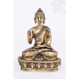 Áldó Buddha réz szobor, matt sárga - 14 cm