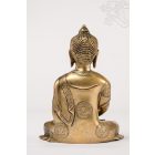 Amitabha Buddha réz szobor, alj nélkül, matt sárga - 20 cm