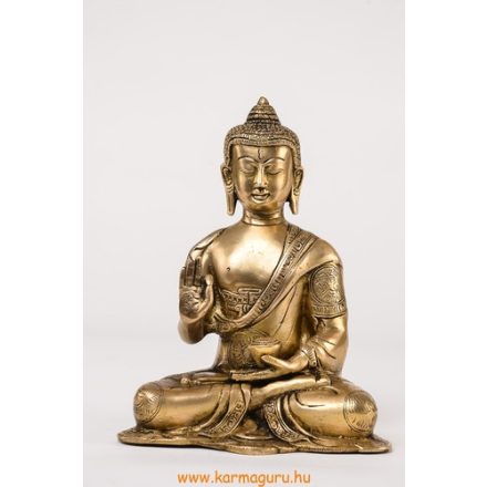 Áldó Buddha réz, alj nélkül, matt sárga, 20 cm