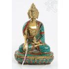 Shakyamuni Buddha réz szobor, kővel berakott, prémium minőség - 14 cm