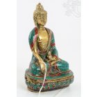 Shakyamuni Buddha réz szobor, kővel berakott, prémium minőség - 14 cm