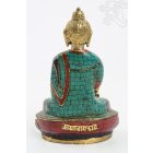 Shakyamuni Buddha réz szobor, kővel berakott, prémium minőség - 14 cm