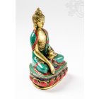 Shakyamuni Buddha réz szobor, kővel berakott, prémium minőség - 14 cm