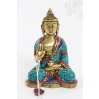 Áldó Buddha réz szobor, alj nélkül, kővel berakott, prémium minőség - 8 cm