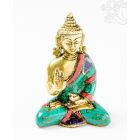 Áldó Buddha réz szobor, alj nélkül, kővel berakott, prémium minőség - 8 cm