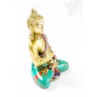 Áldó Buddha réz szobor, alj nélkül, kővel berakott, prémium minőség - 8 cm
