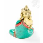 Áldó Buddha réz szobor, alj nélkül, kővel berakott, prémium minőség - 8 cm