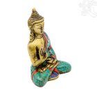 Áldó Buddha réz szobor, alj nélkül, kővel berakott, prémium minőség - 8 cm