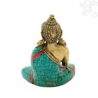 Áldó Buddha réz szobor, alj nélkül, kővel berakott, prémium minőség - 8 cm