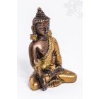 Gyógyító Buddha réz szobor, alj nélkül - arany-bronz - 8 cm