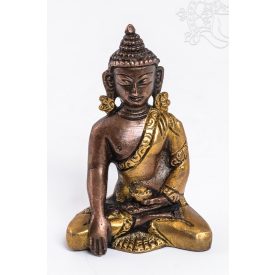   Shakyamuni Buddha réz szobor, alj nélkül, arany és bronz - 8 cm