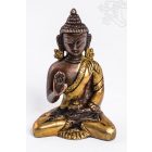 Áldó Buddha réz szobor - alj nélkül - arany és bronz - 8 cm