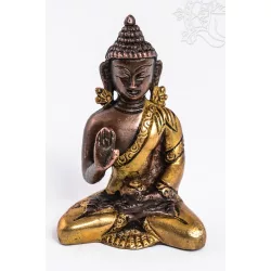   Áldó Buddha réz szobor - alj nélkül - arany és bronz - 8 cm