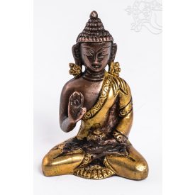   Áldó Buddha réz szobor - alj nélkül - arany és bronz - 8 cm