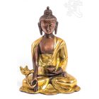 Gyógyító Buddha réz szobor, alj nélkül, arany és bronz - 16 cm