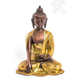   Shakyamuni Buddha réz szobor, alj nélkül, arany és bronz - 16 cm