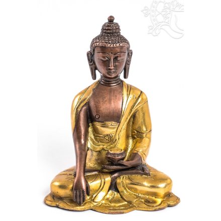 Shakyamuni Buddha réz szobor, alj nélkül, arany és bronz - 16 cm
