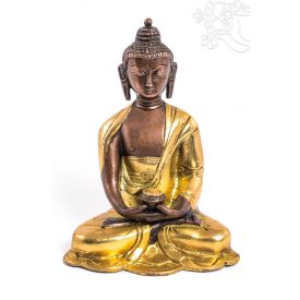   Amitabha Buddha réz szobor, alj nélkül, arany és bronz - 16 cm