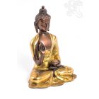 Áldó Buddha réz szobor, alj nélkül, arany és bronz - 16 cm