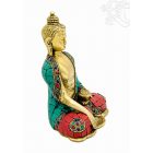 Shakyamuni Buddha réz szobor, alj nélkül, kővel berakott -16 cm